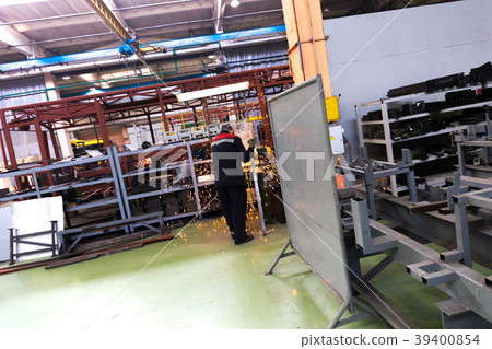 Bus industry worker in protective clothing with Bus industry worker in protective clothing with 39400854