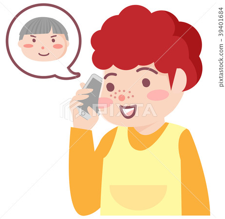 Housewife talking with children on smartphone 39401684