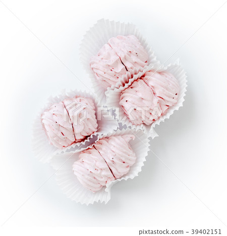 Pink marshmallows, handmade sweets, zephyr, soft 39402151
