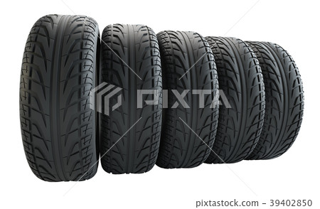 Car tires in row, isolated Car tires in row, isolated 39402850