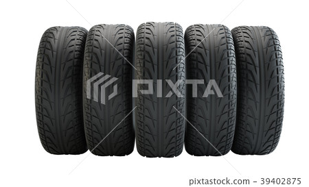 Car tires in row, isolated Car tires in row, isolated 39402875