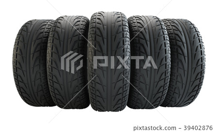 Car tires in row, isolated Car tires in row, isolated 39402876