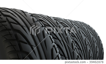 Car tires in row, isolated 39402878