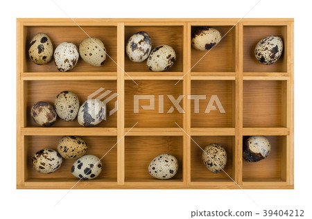 Quail Eggs in Wooden Box 39404212