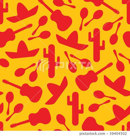 Red and yellow outline mexican seamless pattern Red and yellow outline mexican seamless pattern 39404502