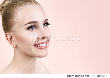 Beautiful face of young woman with perfect skin. Beautiful face of young woman with perfect skin. 39404813