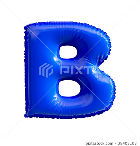 Blue letter B made of inflatable balloon isolated 39405108