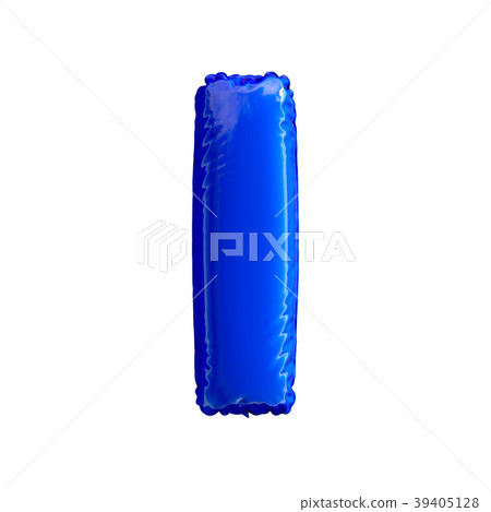 Blue letter I made of inflatable balloon isolated 39405128