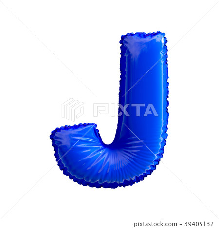 Blue letter J made of inflatable balloon isolated Blue letter J made of inflatable balloon isolated 39405132