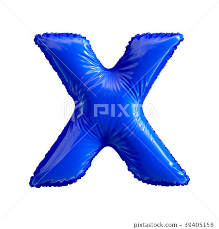 Blue letter X made of inflatable balloon isolated Blue letter X made of inflatable balloon isolated 39405158