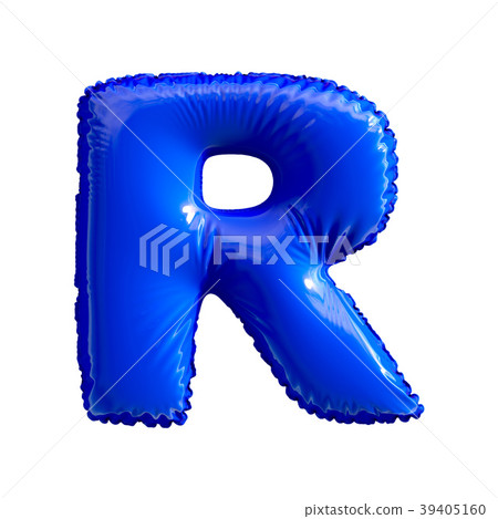 Blue letter R made of inflatable balloon isolated Blue letter R made of inflatable balloon isolated 39405160