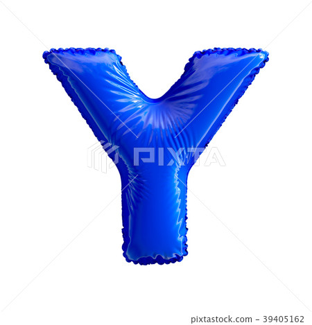 Blue letter Y made of inflatable balloon isolated Blue letter Y made of inflatable balloon isolated 39405162