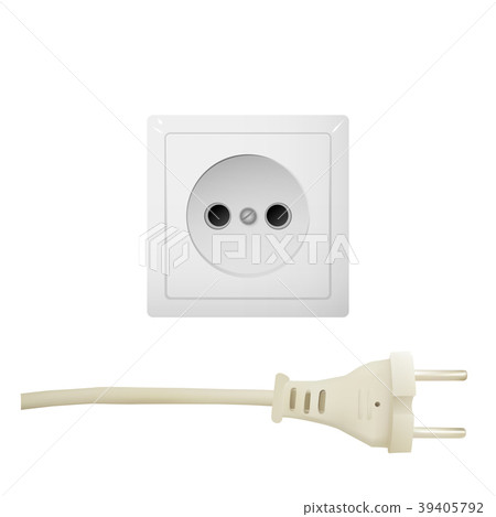 Electric white socket with plug. 39405792