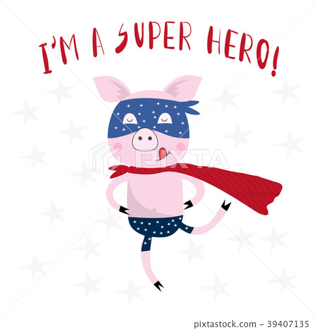 Typography slogan with cute pig vector for t shirt 39407135