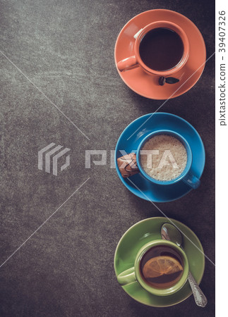 cup of coffee, cacao and tea cup of coffee, cacao and tea 39407326