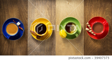 cup of coffee, tea and cacao 39407373