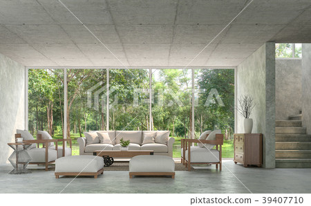 Modern loft style living room 3d render 39407710