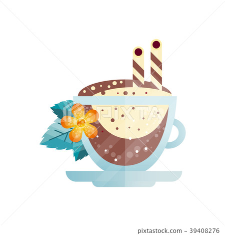 Delicious coffee drink with drinking straws 39408276