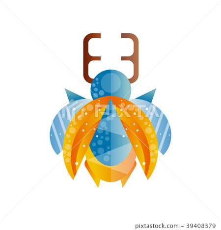 Stag beetle with blue and orange wings. Original 39408379