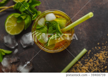 Brazilian traditional caipirinha with lime, sugar  39408739