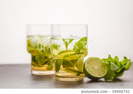 Brazilian traditional caipirinha with lime, sugar Brazilian traditional caipirinha with lime, sugar 39408742
