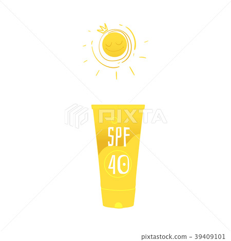 Vector flat beach suntan uv cream yellow bottle 39409101
