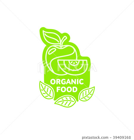 Vector apple with slice bright line logo icon 39409168