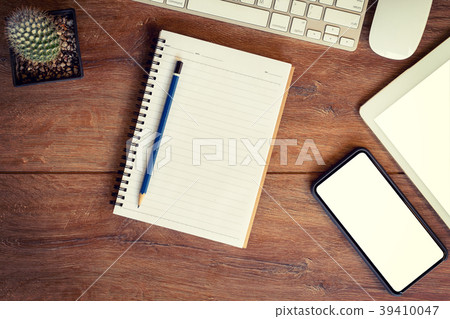 Working place. desktop, notebook, phone and tablet 39410047