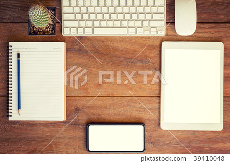 Working place. desktop, notebook, phone and tablet 39410048