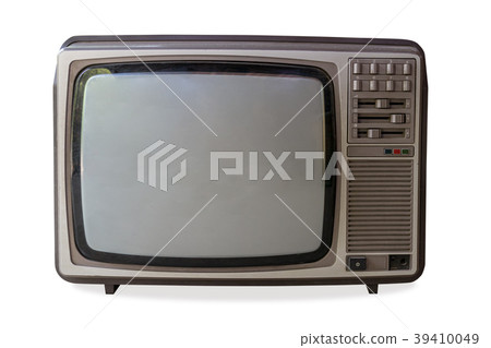 vintage television on isolated white 39410049