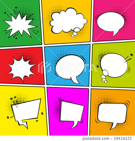 Collection of colorful empty pop art retro bubble 39410225