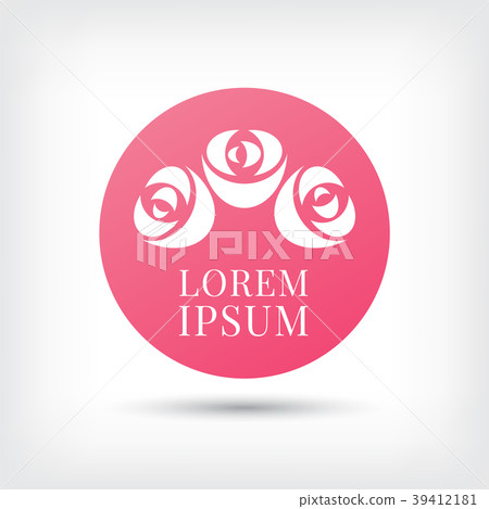 pink bouquet rose curve logo design template - Stock Illustration