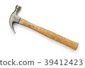 very old claw hammer, isolaterd on white 39412423