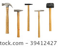 collection of different old hammers, isolated on white 39412427