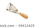 old metal spatula with color and rust isolated on white 39412429