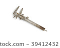 old and rusty vernier caliper isolated on white 39412432