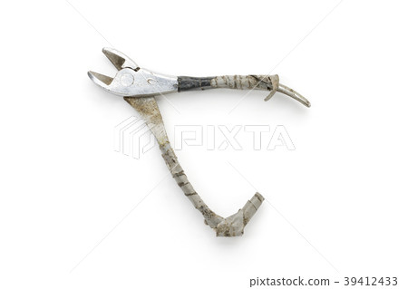 old and dirty side cutter, isolated on white 39412433