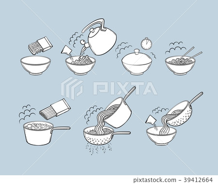 Black and white noodle, pasta cooking instructions 39412664