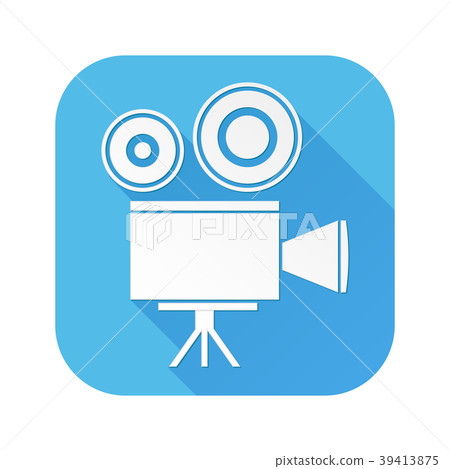 Movie filming, old retro camera. White sign on - Stock Illustration ...