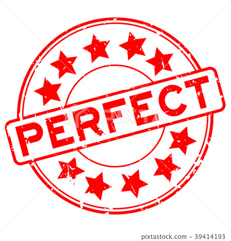Grunge red perfect word round rubber seal stamp Grunge red perfect word round rubber seal stamp 39414193