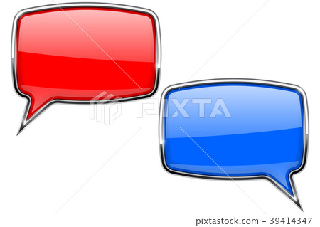 Red and blue speech bubbles. Web 3d icons with 39414347