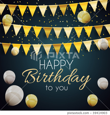 Color Glossy Happy Birthday Balloons Banner 39414903