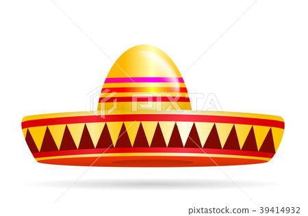 Naturalistic colorful sombrero on White Background - Stock Illustration
