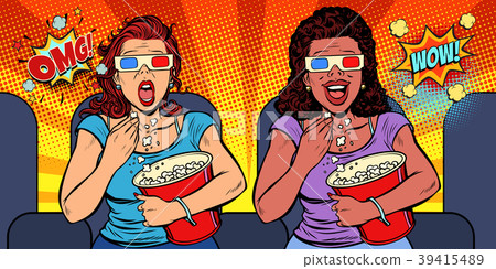 Two women with 3D glasses react differently to the Two women with 3D glasses react differently to the 39415489