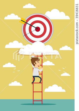 businessman climbing the ladder for target businessman climbing the ladder for target 39416631
