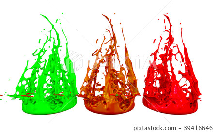 paints dance on white background. Simulation of 3d paints dance on white background. Simulation of 3d 39416646