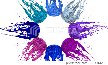 paints dance on white background. Simulation of 3d paints dance on white background. Simulation of 3d 39416648