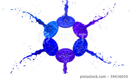 paints dance on white background. Simulation of 3d paints dance on white background. Simulation of 3d 39416650