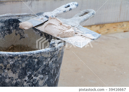 Construction tools on concrete background. Copy 39416667