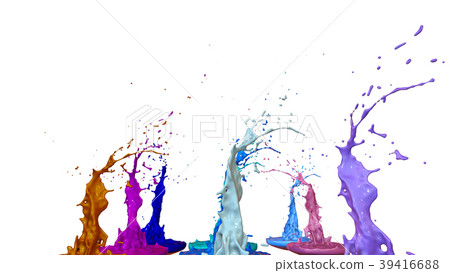 paints dance on white background. Simulation of 3d paints dance on white background. Simulation of 3d 39416688